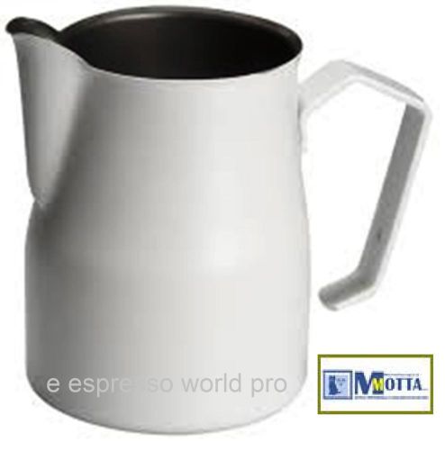 MOTTA White Tefllon Milk Pitcher Jug No1 Barista ,cappuccino late art  0.75 lit