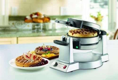 Double Belgian Baker Round Waffle Maker Machine Vintage Iron Gourmet Breakfast