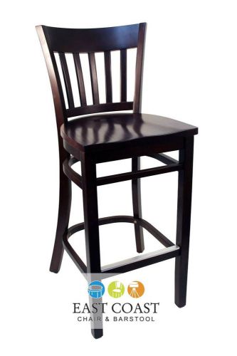 New Gladiator Walnut Vertical Back Wooden Restaurant Bar Stool with Walnut Seat