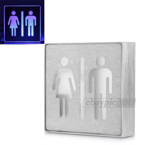 Silver Aluminum Blue LED Light Restroom Toilet Sign Bar KTV Club Wall Mount