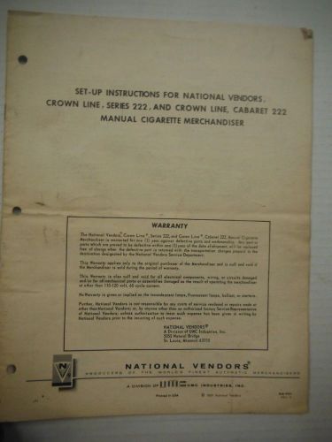 National Vendors Crown Line Series 222 &amp; Cabaret 222 Cigarette Merchandis 1229SM