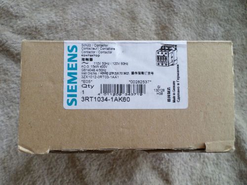 NEW  SIEMENS 3RT1034-1AK60 3RT10341AK60 SIRIUS NEW NIB 120 VAC