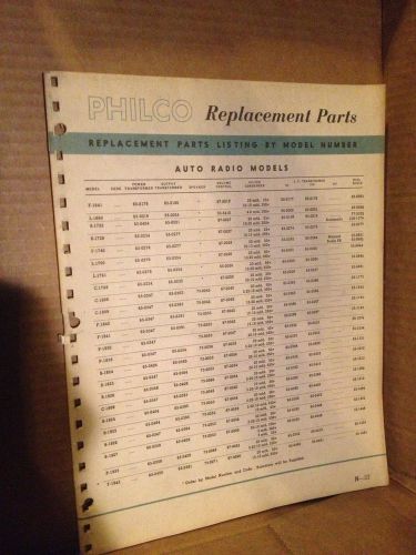 VINTAGE GE PHILCO REPLACEMENT PARTS 1947 AUTO RADIO MODELS