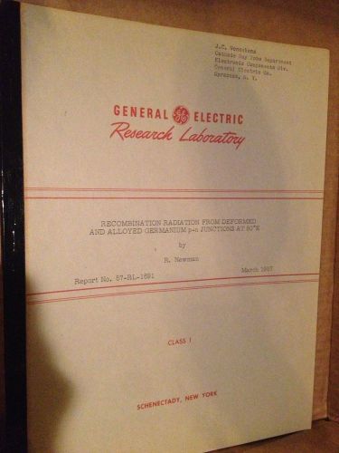 VINTAGE LAB GE GENERAL ELECTRIC RECOMBINATION RADIATION GERMANIUM JUNCTIONS