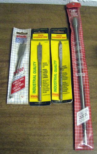 3 Irwin Speedbor 2000 Wood Boring Bits 5/16&#034; 5/8&#034; &amp; 7/16&#034; &amp; 1 E88 Drill Bit Ext