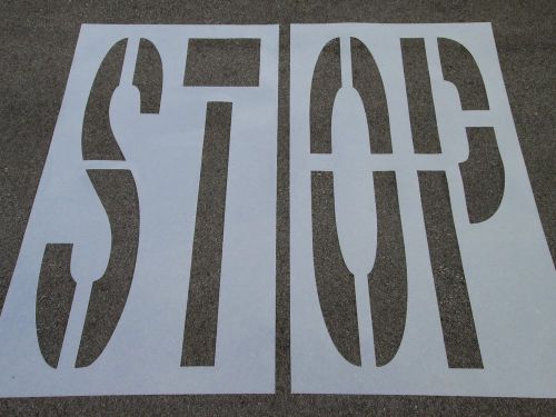 96&#034; x 16&#034; ST and OP Parking Lot Stencils STOP Stencil Plastic ReUsable 1/16&#034;