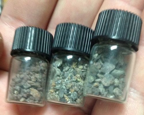 3 vials of different grate sizes, 221,000 when poured out! pebbles, not dust! for sale