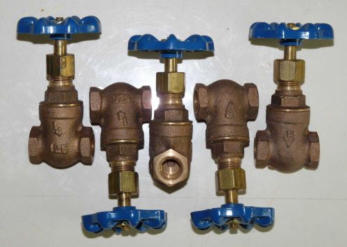 1/4&#034; Threaded Bronze Gate Valves, 125 psi, Lot of 5 - Sterling Brand