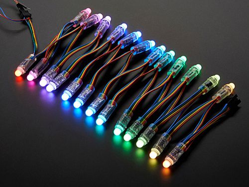 Adafruit 12mm Diffused Thin Digital RGB LED pixels Strand of 25, 2 strands NEW!