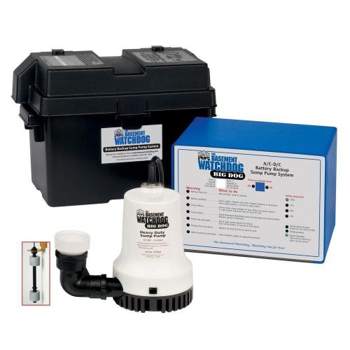 Basement watchdog big dog a/c-d/c battery backup sump pump system bwd12-120c for sale