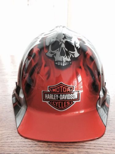 Harley davidson hard hat orange metallic flames, blades &amp; skull  hdhhat30 - new for sale