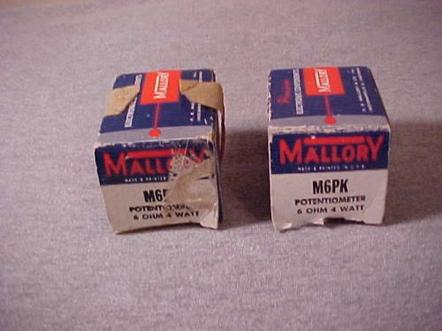 2 NOS MALLORY M6PK POTENTIOMETER 6 OHM 4 WATT