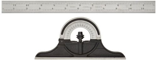 Starrett 491-12-4R Bevel Protractor, Protractor Head, Reversible, Black Wrinkle