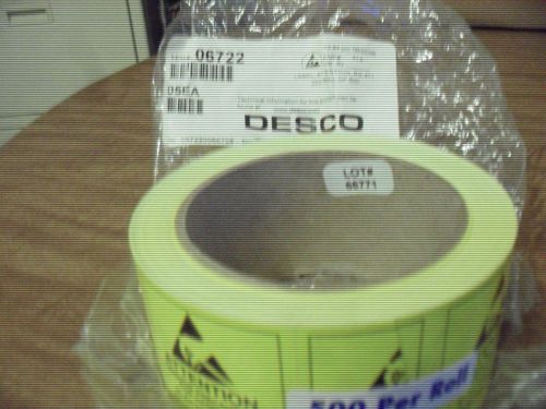 DESCO 06722 2 X 2 LABELS 1 ROLL 500 EA. NEW