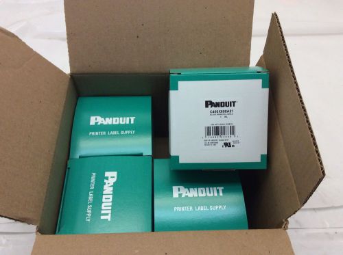 (4) panduit 4.00&#034; x 6.00&#034;, polyester safety label, warning 100 per roll 4 rolls for sale