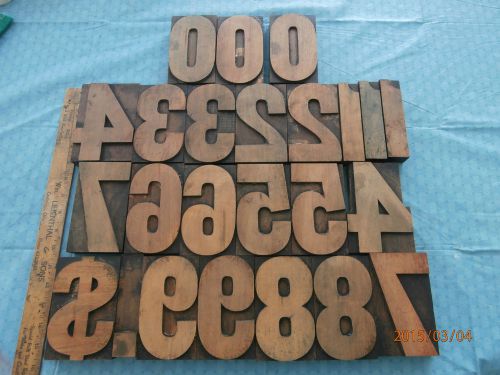 Set of 24 pieces 5 inch letterpress printing wood gothic numbers-blocks-letters for sale