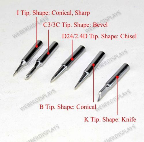 Five (5) Iron Tips for Soldering Station, 900M-T Type