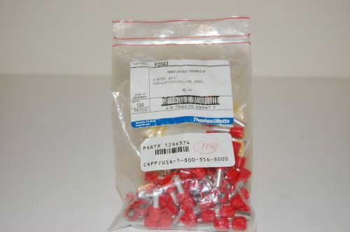 Thomas &amp; betts insulated ferrule 8 awg .471 (red) surplus lot of 100 connectors for sale