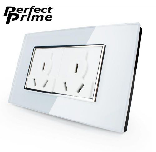 Wall Power Socket, Tempered Glass Panel, 118x72mm,100/250V AC AUS Standard