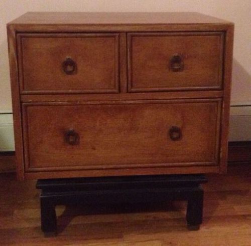 Vintage Wood Desk Side Table Drawer Square Pedestal 24.5&#034; x 23&#034;