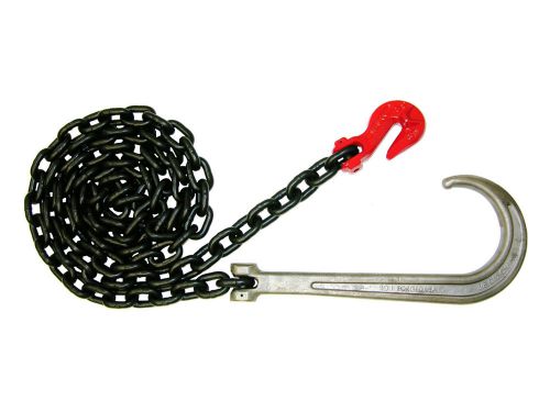 20ft grade 80 3/8&#034; chain assembly w/j hook &amp; grab hook tow truck wrecker crane for sale