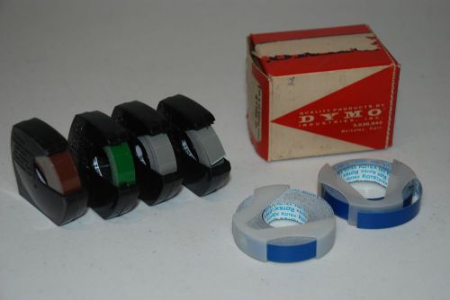 Vintage dymo 3/8&#034;  embossing tape rolls w/original box - gray, green brown blue for sale