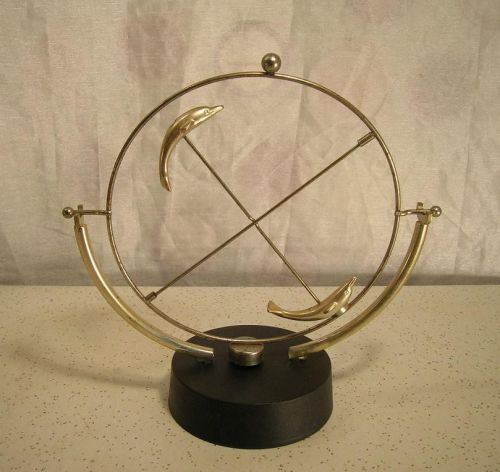 Vtg Dolphins Gyroscope Perpetual Revolution Office Desk Ornament