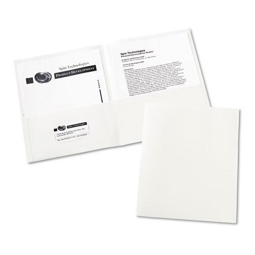 New avery 47991 two-pocket embossed paper portfolio, 30-sheet capacity, white, for sale