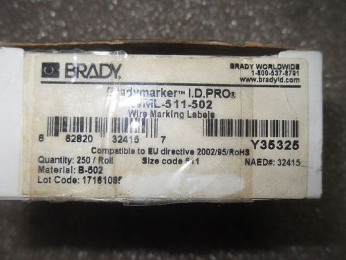 (n1-1-1) 1 new roll of 250 brady wml-511-502 wire marking labels for sale