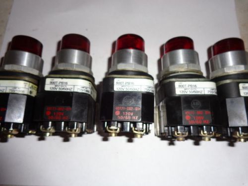 (10) ALLEN-BRADLEY 800T-PB16R SERIES T RED LENS ILLUMINATED PUSHBUTTONS