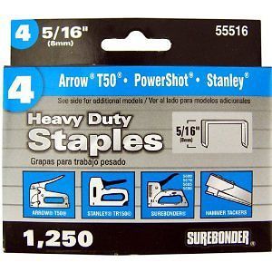 Surebonder 55516 Heavy Duty 5/16-In Length Staples, Arrow T50 Type, 1250 Count 0