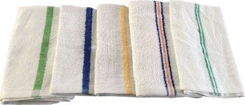 48 4 DOZEN NEW STRIPED BAR TOWELS BAR MOPS 100% COTTON SUPER ABSORBENT 16X19