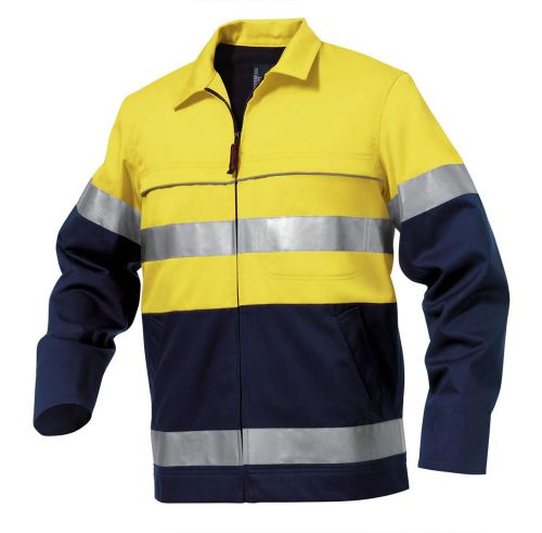 New KING GEE Reflective Spliced Nano-Tex Drill Jacket | Yellow/Navy S - XXL