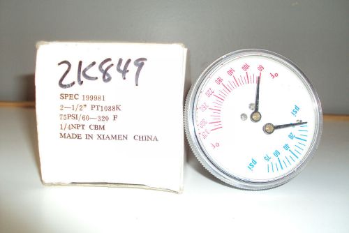 USG Pressure Gauge PT1088K 2 1/2&#034; 75psi 60-320