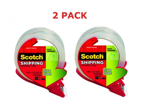 2pk scotch sure start shipping packaging tape with refillable dispenser 3450s-rd for sale