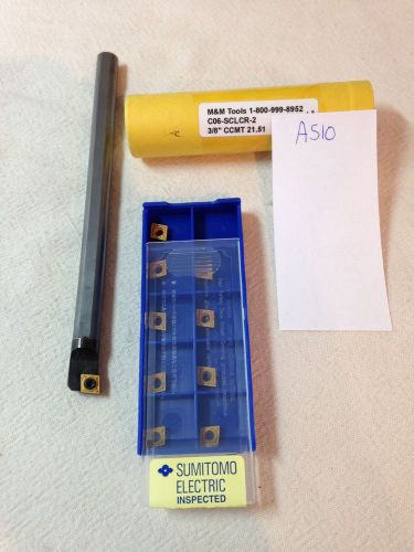 New 3/8&#034; solid carbide boring bar c06-sclcr-2 w/ 10 sumitomo 21. 51 inserts a510 for sale