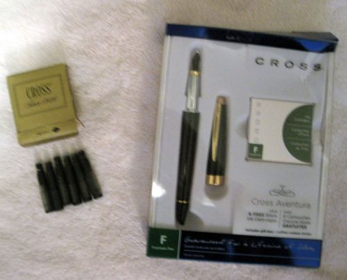 Cross aventura fountain pen + 12 free black ink cartridges - nib, free shipping! for sale