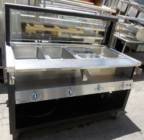 Commercial heated serve station, thurmaduke tehf60, 4 wells, overshelf, electric for sale