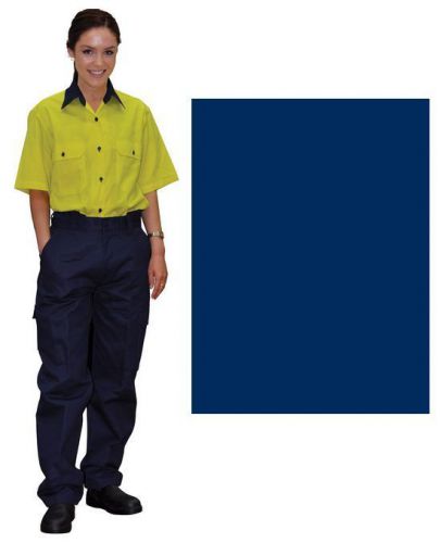 LADIES WOMENS HEAVY COTTON DRILL CARGO PANTS WORK WEAR POCKETS NAVY UNIFORM PANT