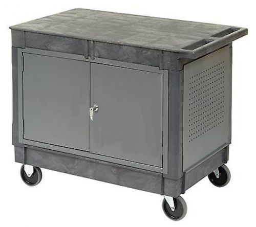 Work station mobile - portable cart - locking doors - flat worktop - 33h for sale