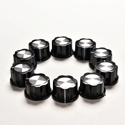 10 PCS High Quality Control Rotary Knob For 6mm Knurled Shaft Potentiometer FJCG