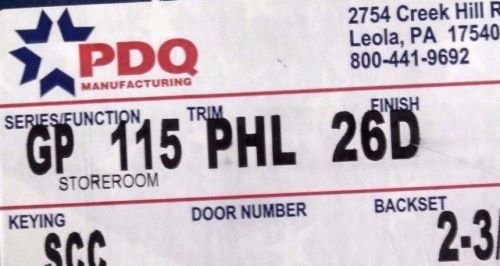 LOCKSMITH PDQ GP 115 PHL  US26D STOREROOM SCHLAGE C KWAY NOS