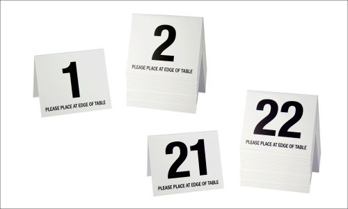 Table Numbers 1-40, Plastic Tent Style, White w/Black Number, Free Shipping