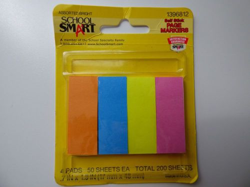 School smart self stick page markers - 3/4 x 2 inches - 50 sheet pads - 4pk for sale