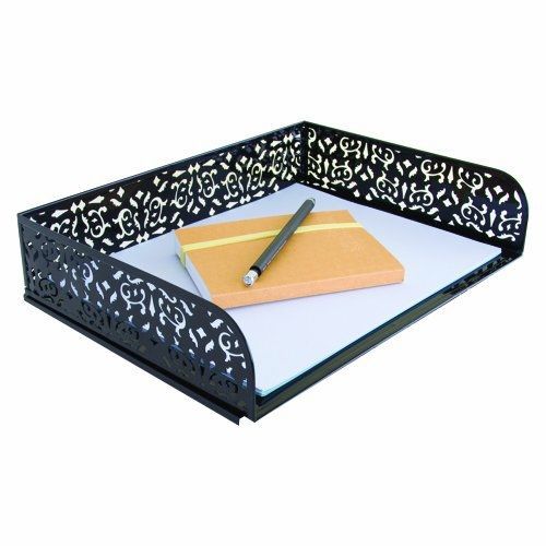 Design Ideas Brocade Letter Tray, Black