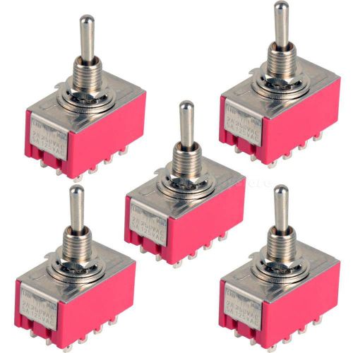 5pc 12-pin mini toggle switch 4pdt 2 position on-on 2a250v/5a125vac mts-402 hysg for sale