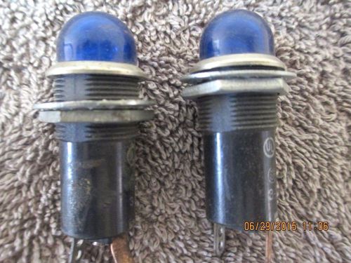 (2) Vintage DRAKE 5100-822 Panel Mount Indicator Lights -- BLUE