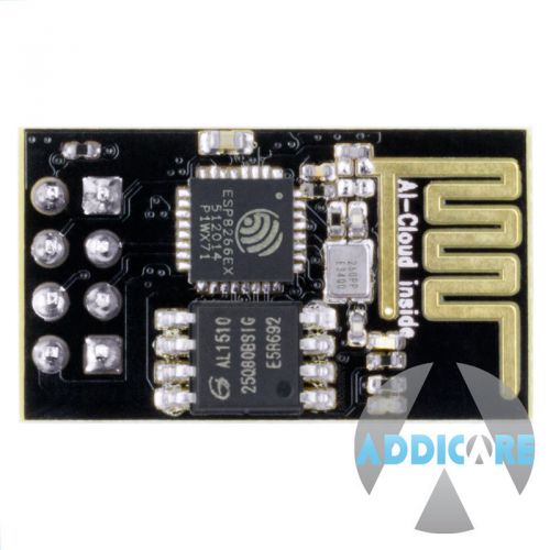 Addicore ESP8266 ESP-01 WiFi Wireless Tranceiver Module 1MB Flash Black PCB Mask