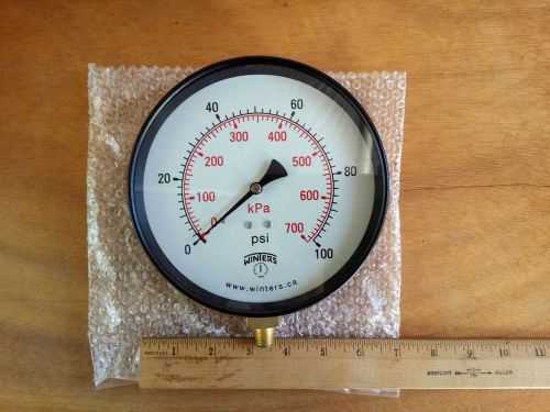 Winters pressure gauge # 253 6&#034; 1/4 npt 0-100 psi/kpa nos brand new and unused for sale