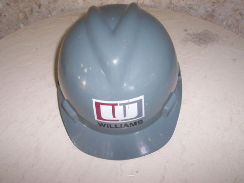 Construction hard hat helmet, msa medium, ratchet, grey for sale